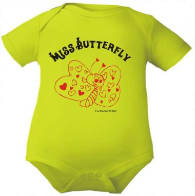farbiger Baby Body kurzarm Miss Butterfly