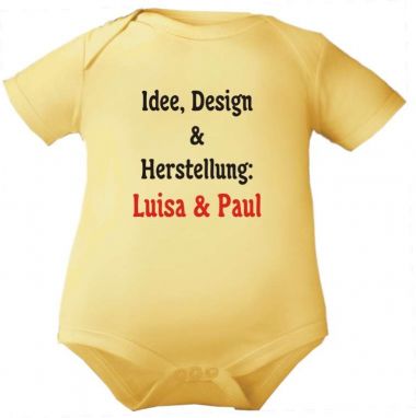 farbiger Baby Body Idee & Design + Namen der Eltern