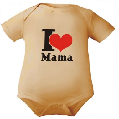 farbiger Baby Body 1/4-Arm I love Mama