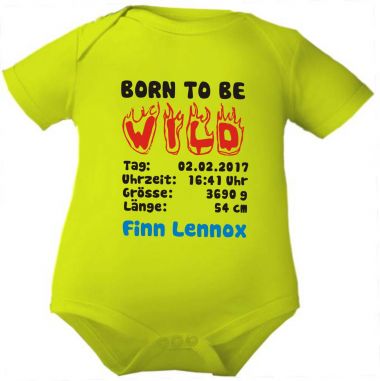 Baby Body with Print Born to be Wild and Birth Date