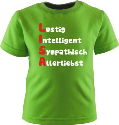 Baby und Kinder Kurzarm T-Shirt mit Namen und Eigenschaften deines Kindes