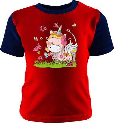 Baby und Kinder Shirt kurzarm Multicolor Kleiner Fratz & Friends Einhorn Rosa
