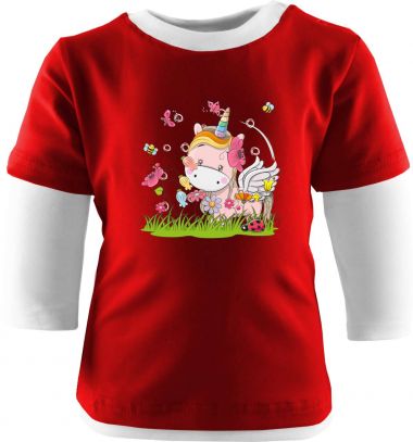 Baby und Kinder Shirt Multicolor Kleiner Fratz & Friends Einhorn Rosa