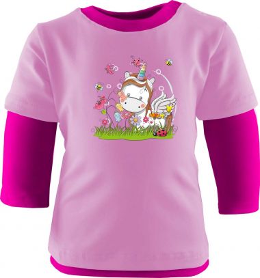 Baby und Kinder Shirt Multicolor Kleiner Fratz & Friends Einhorn Weiss