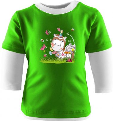 Baby und Kinder Shirt Multicolor Kleiner Fratz & Friends Einhorn Weiss