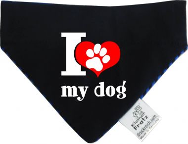 Hunde Durchzugs-Halstuch gestreift  I love my dog