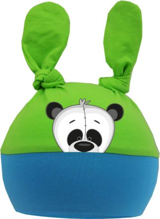 2-Zipfel Baby Mütze Multicolor Sweet Animals Panda