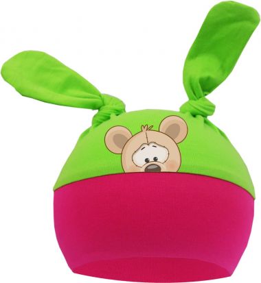 2-Zipfel Baby Mütze Multicolor Sweet Animals Maus