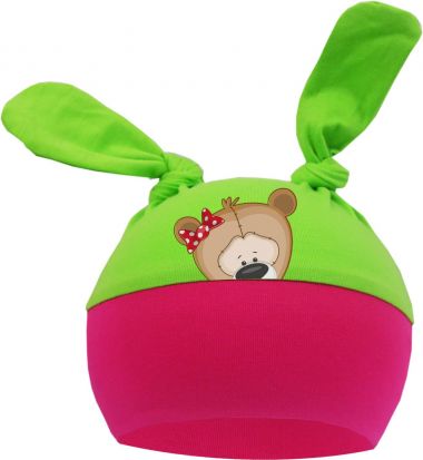 2-Zipfel Baby Mütze Multicolor Sweet Animals Teddy