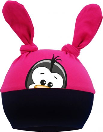 2-Zipfel Baby Mütze Multicolor Sweet Animals Pinguin