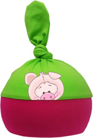 1-Zipfel Baby Mütze Multicolor Sweet Animals Schwein