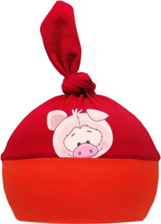 1-Zipfel Baby Mütze Multicolor Sweet Animals Schwein