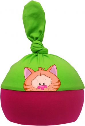 1-Zipfel Baby Mütze Multicolor Sweet Animals Katze