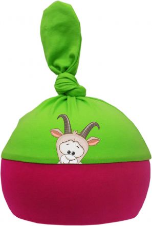 1-Zipfel Baby Mütze Multicolor Sweet Animals Ziegenbock