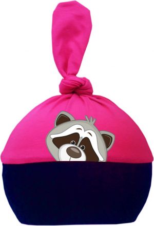 1-Zipfel Baby Mütze Multicolor Sweet Animals Waschbär