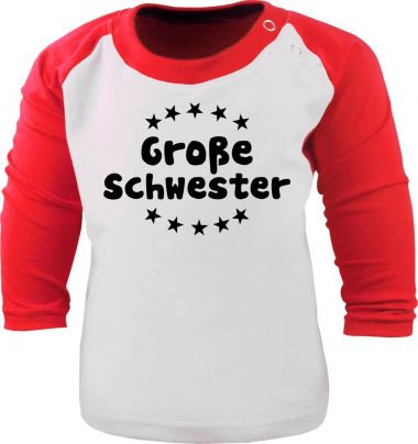 Baby und  Kinder Shirt - Große Schwester- Raglan Baseball Langarm T-Shirt