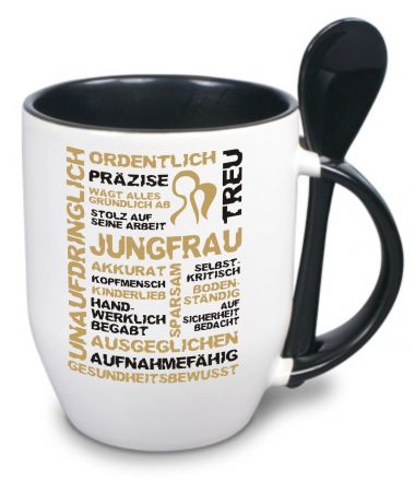 Keramiktasse TWO TONES & Löffel mit Sternzeichen Jungfrau