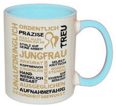 Tasse TWO TONES & HANDLE (Henkel + Innen farbig) mit Sternzeichen Jungfrau