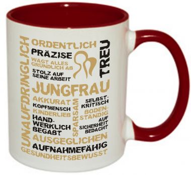 Mug TWO TONES & HANDLE (handle + colored inside) with star sign Jungfrau
