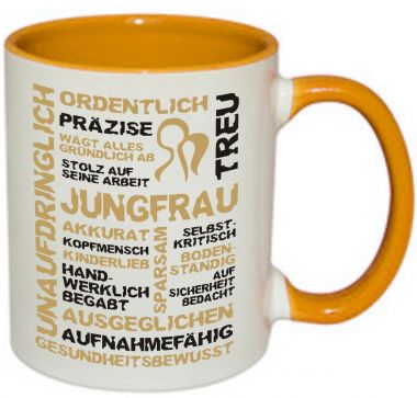 Mug TWO TONES & HANDLE (handle + colored inside) with star sign Jungfrau
