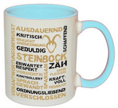 Mug TWO TONES & HANDLE (handle + colored inside) with star sign Steinbock