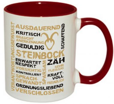 Mug TWO TONES & HANDLE (handle + colored inside) with star sign Steinbock