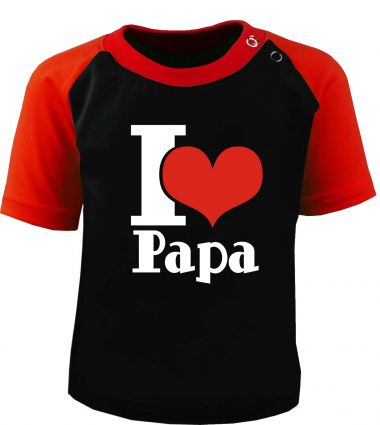 Baby und Kinder Kurzarm Baseball T-Shirt -  I Love Papa -
