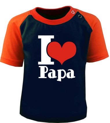 Kids Raglan Baseball shortsleeve T-Shirt - I Love Papa