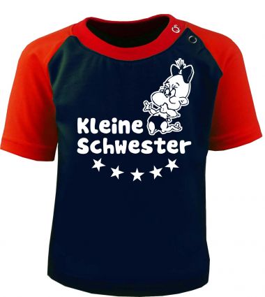 Baby und Kinder Kurzarm Baseball T-Shirt -  Kleine Schwester -