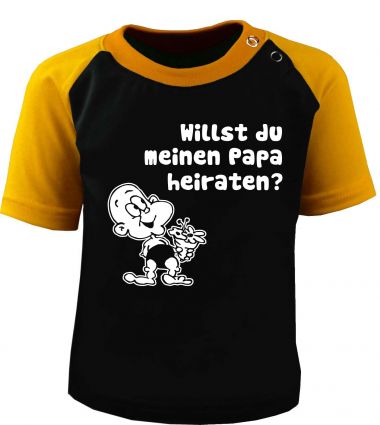 Baby und Kinder Kurzarm Baseball T-Shirt -  Willst du meinen Papa heiraten -