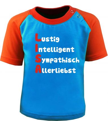 Kids Raglan Baseball shortsleeve T-Shirt - Mit Namen und Eigenschaften des Kindes
