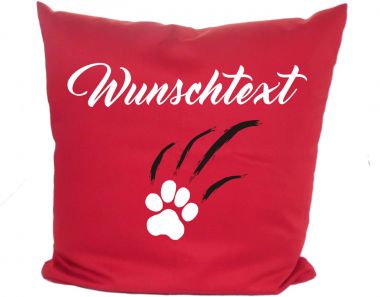 Cushion 40 x 40 cm cotton / colored with motif Motiv Pfotenkratzer and the name of the animal