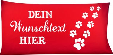 Cushion 80 x 40 cm cotton / colored with motif Pfoten and the name of the animal