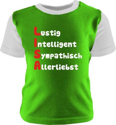 Baby und Kinder Shirt kurzarm Multicolor mit Namen und Eigenschaften des Kindes