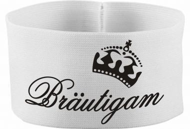 gummielastische Armbinde 10 cm Höhe mit Bräutigam / Krone