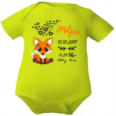 Baby Body Cute Fuchs und Geburtsdaten des Babys