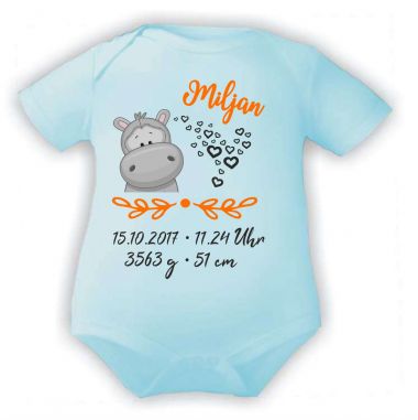 Baby Body SWEET ANIMAL NILPFERD und Geburtsdaten des Babys