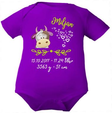 Baby Body SWEET ANIMAL KUH und Geburtsdaten des Babys