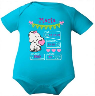Baby Body Welcome Girl personalisiert mit Geburtsdaten