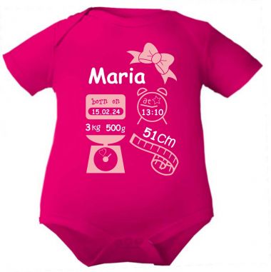 Baby Body Schleife Girl personalisiert mit Geburtsdaten