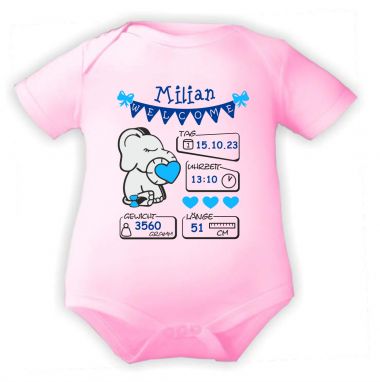 Baby Body Welcome Boy personalisiert mit Geburtsdaten