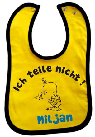 contrast Baby Bib Ich teile nicht and babies name