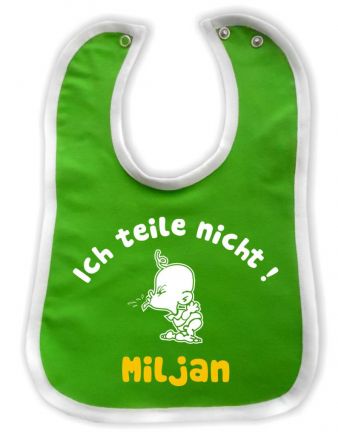contrast Baby Bib Ich teile nicht and babies name