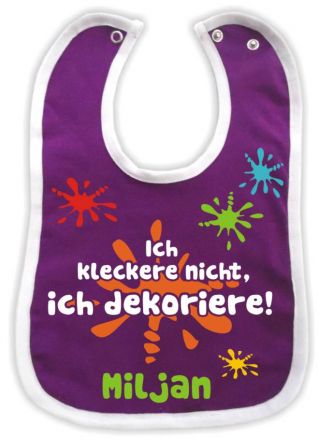 contrast Baby Bib Ich übe noch and babies name