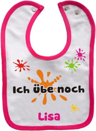 contrast Baby Bib Ich übe noch and babies name