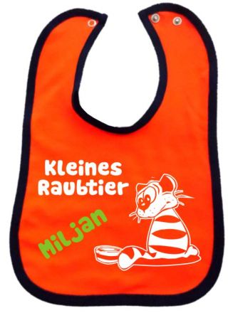 contrast Baby Bib Kleines Raubtier and babies name