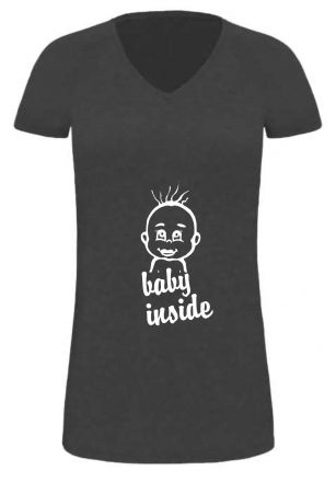 Lady LONG T-Shirt für Schwangere Baby inside + Babykopf