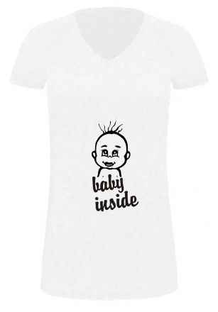 Lady LONG T-Shirt für Schwangere Baby inside + Babykopf