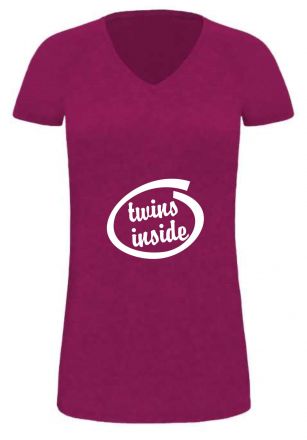 Lady LONG T-Shirt für Schwangere Twins inside