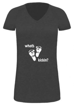 Lady LONG T-Shirt für Schwangere Whats kickin